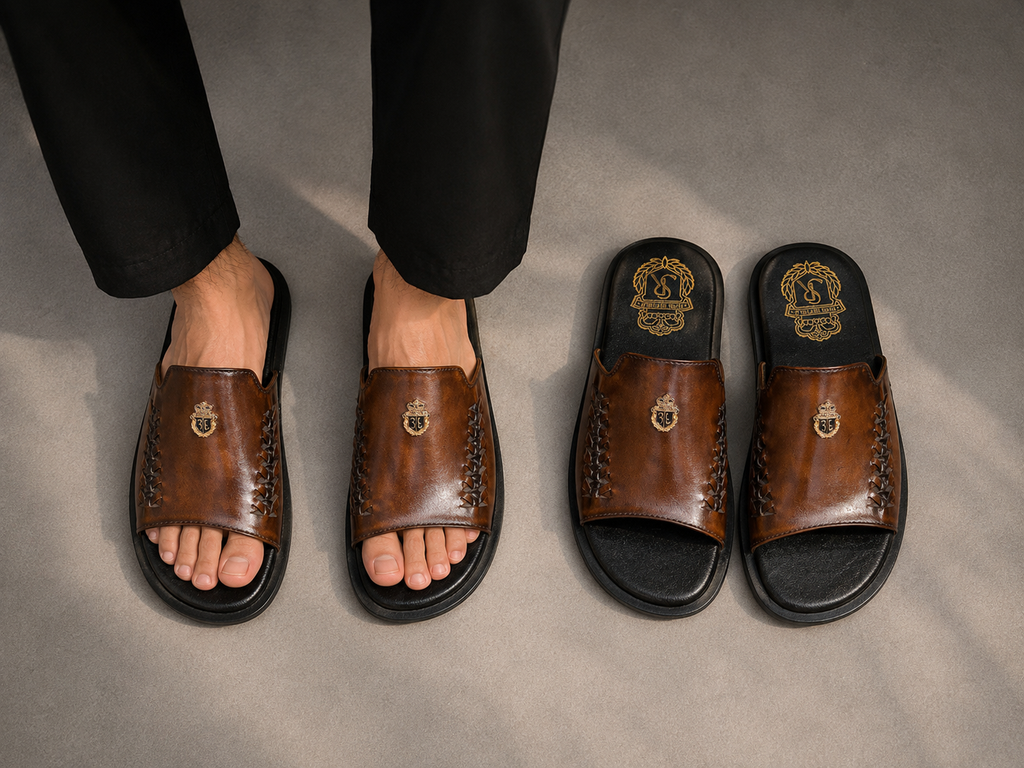 woven brown slipper