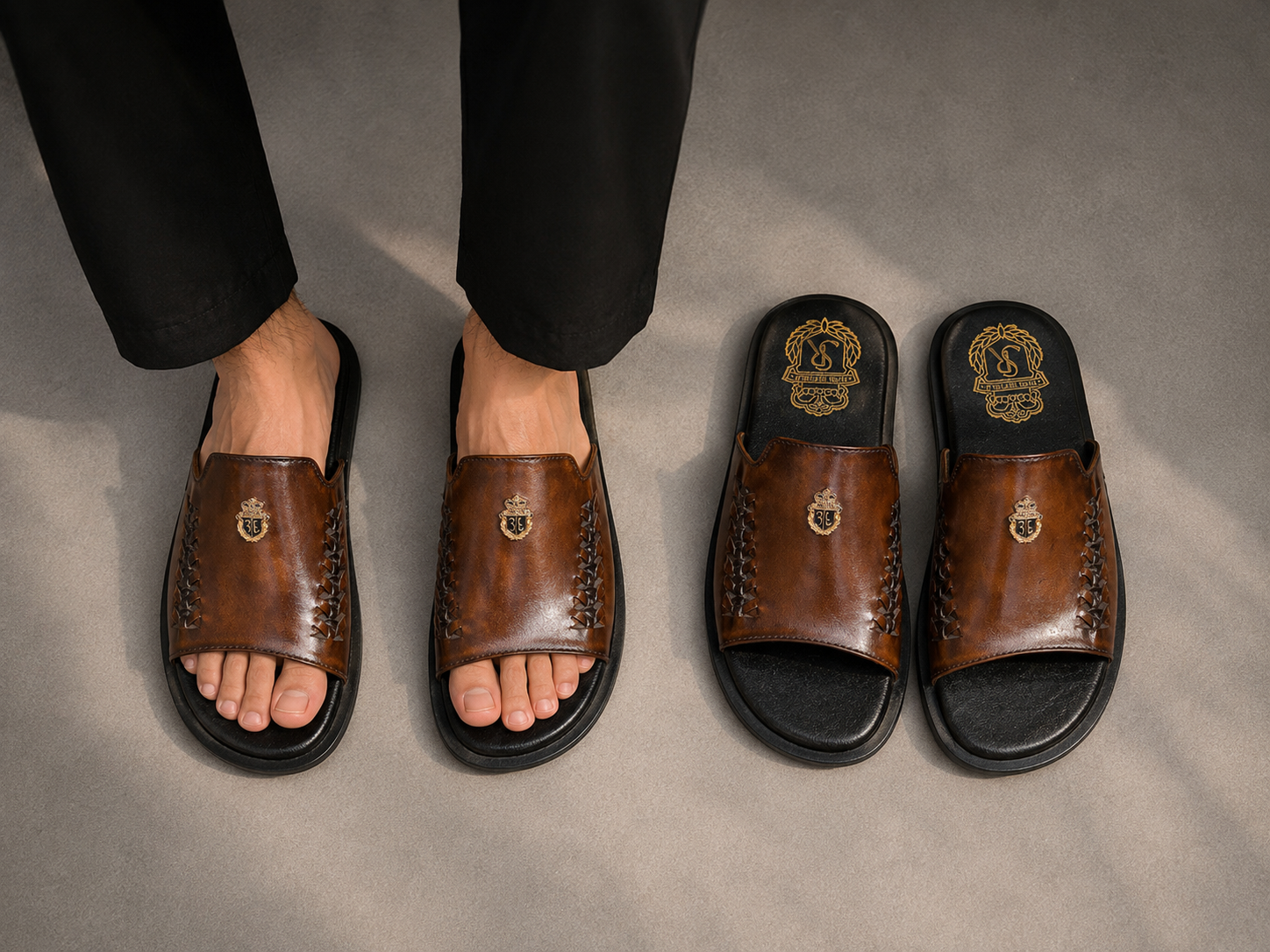 woven brown slipper