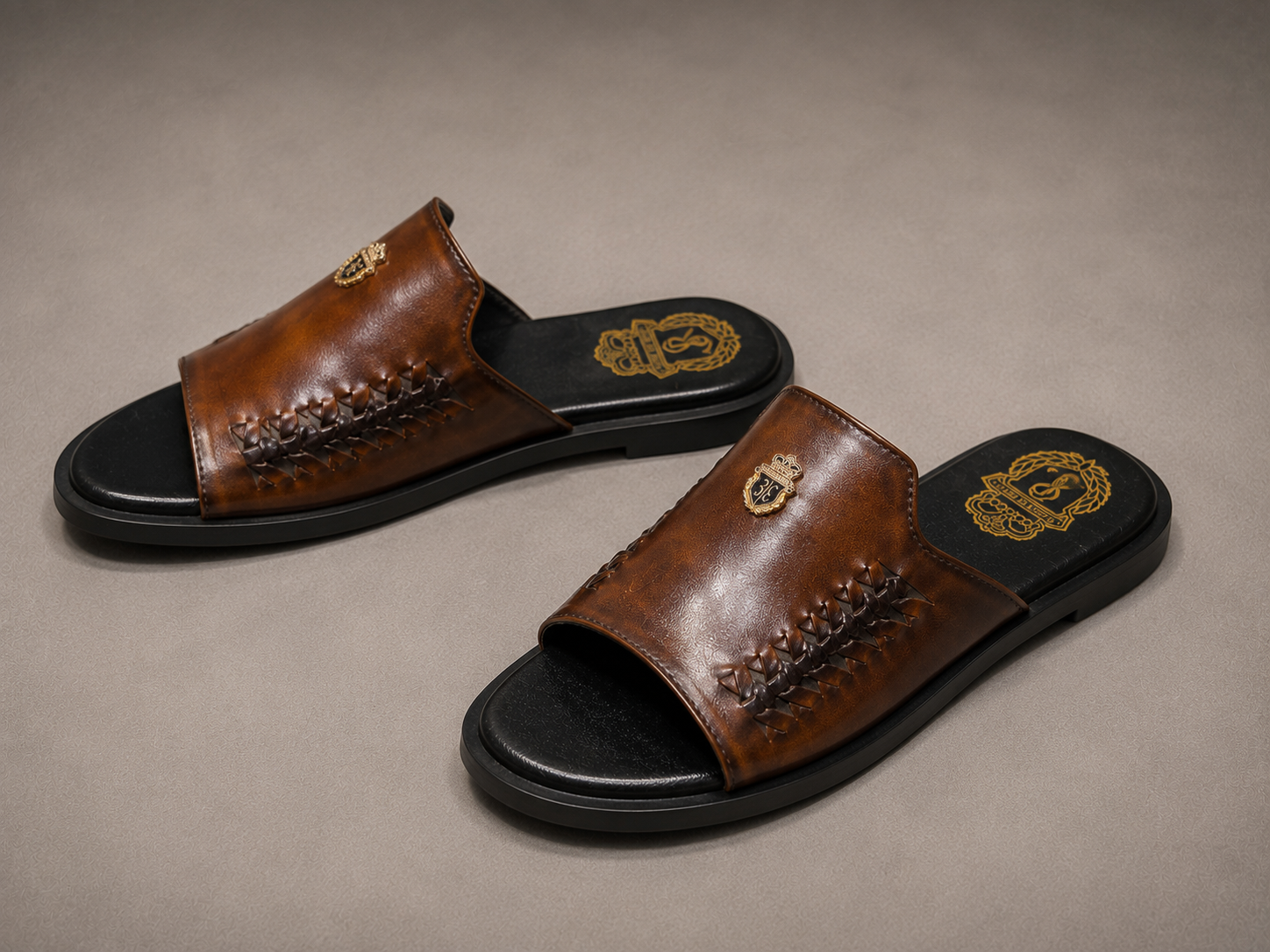 woven brown slipper
