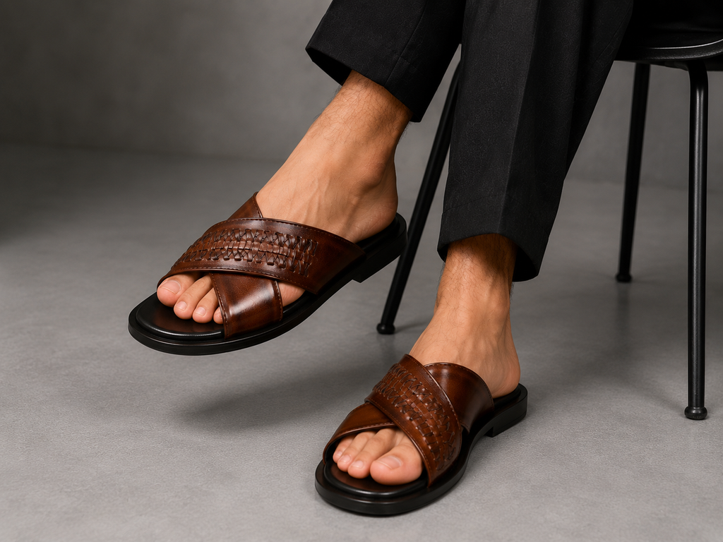 WOVEN CROSS SLIPPER