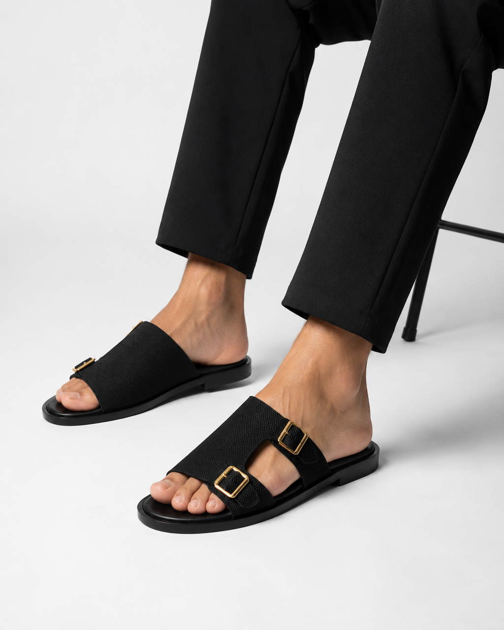 DM JUTE BLACK SLIPPER