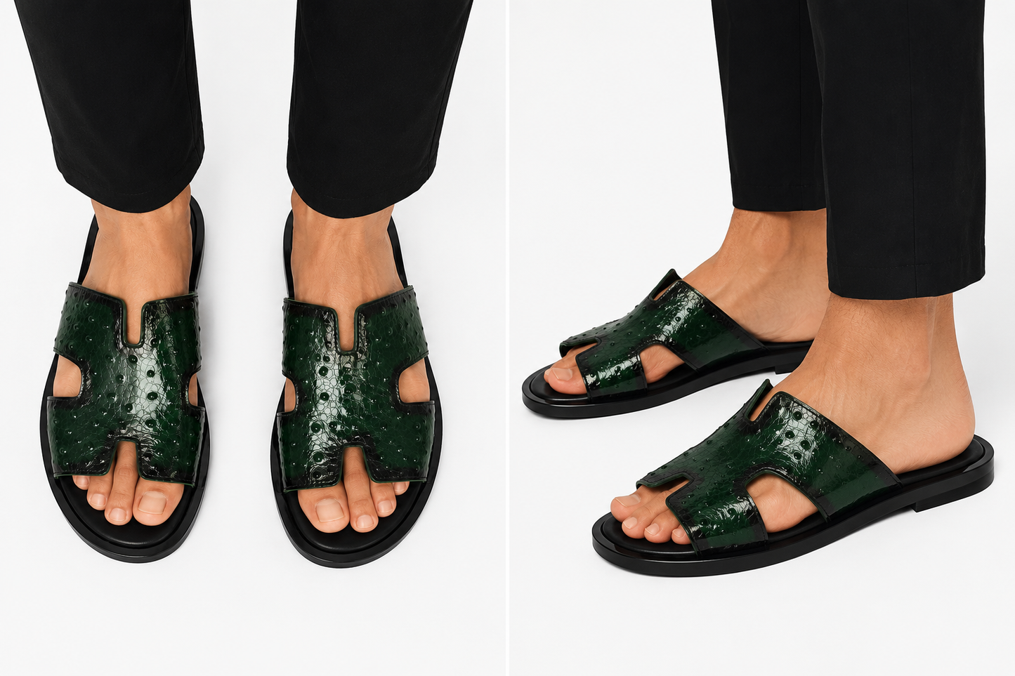 OSTRICH GREEN SLIPPER