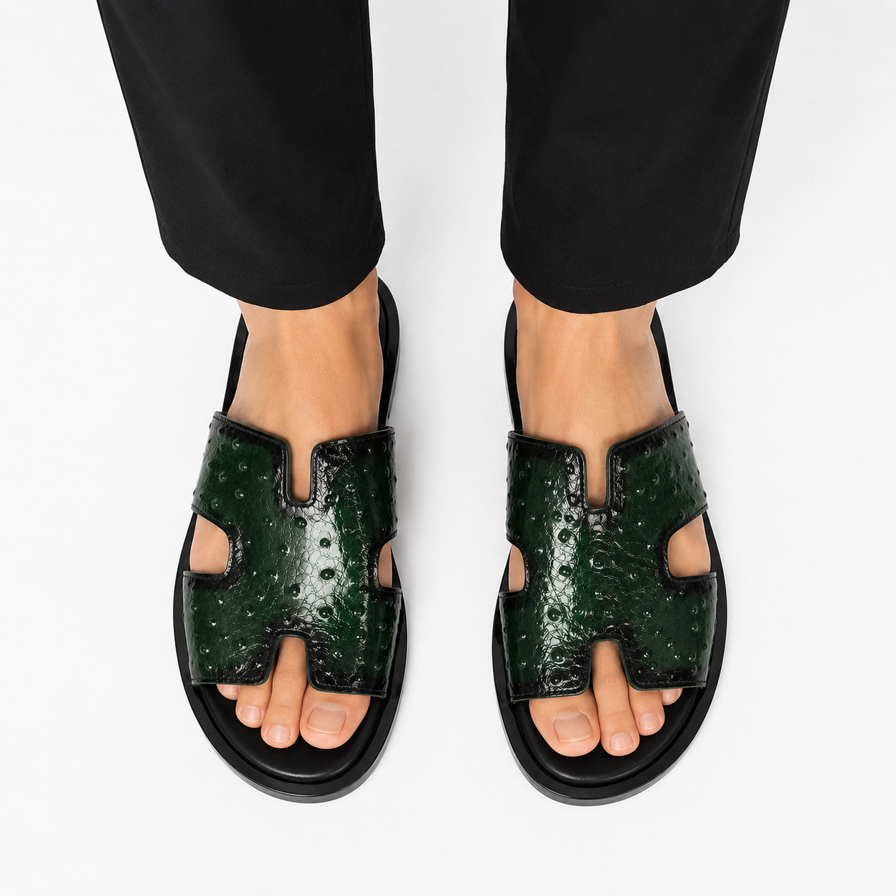 OSTRICH GREEN SLIPPER