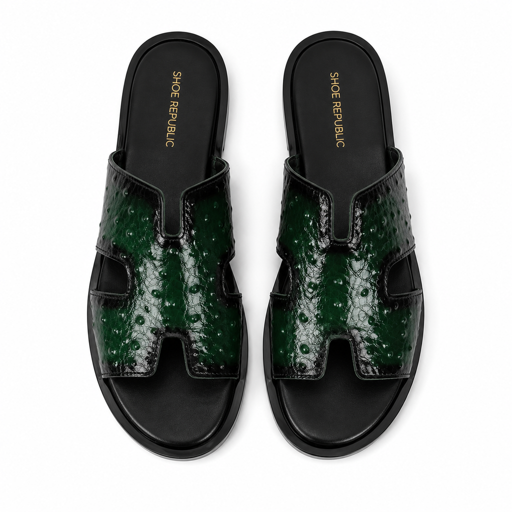 OSTRICH GREEN SLIPPER